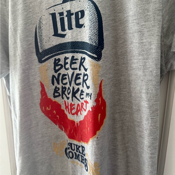 Luke Combs Beer Never Broke My Heart Tour Bella Canvas Gray Short Sleeve Tee - Picture 3 of 5